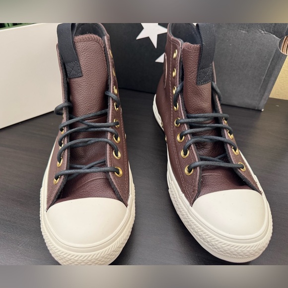 Converse CTAS Hi Dark Root|Black|Egret Leather Sneakers ✨NEW - Picture 4 of 9